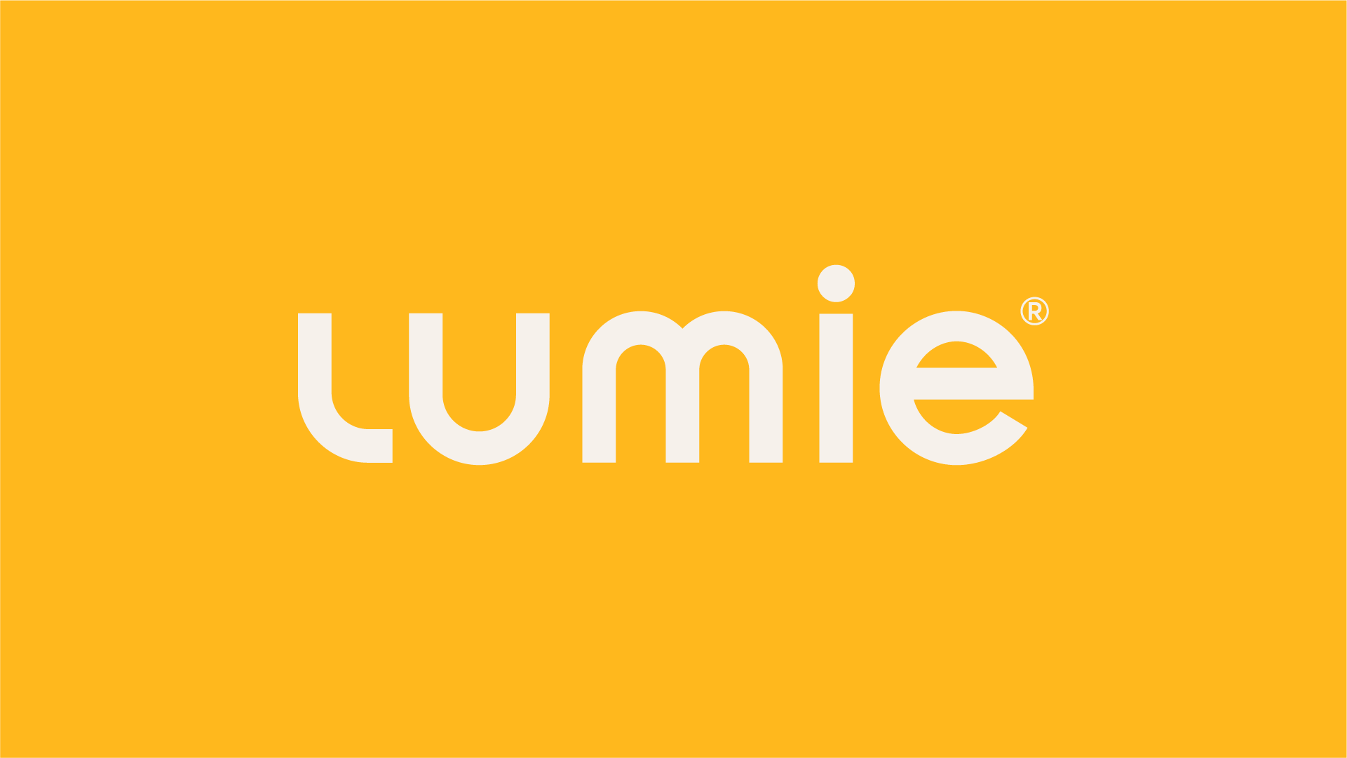 Lumie logo white text yellow background